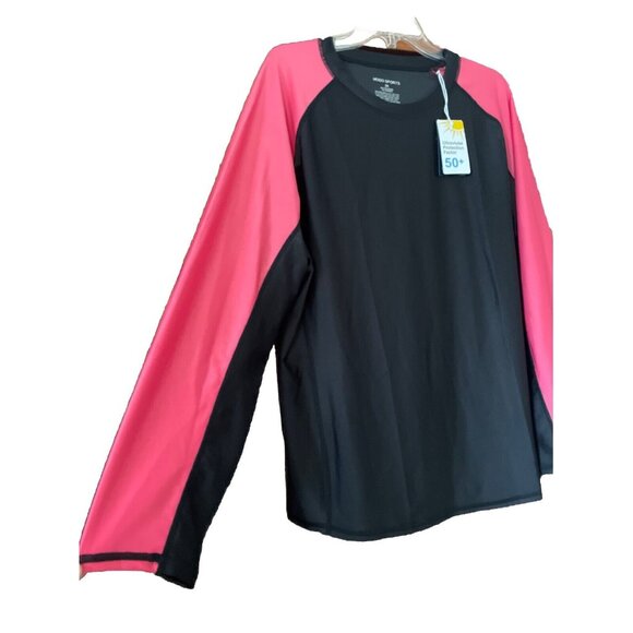 Women's UPF50+ Long Sleeve T-Shirt Quick Dry Performance Sport Shirts Black Pink - Picture 2 of 7